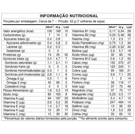 Tabela nuticional Piracanjuba Health & Nutrition Excellence Total Care